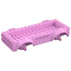 Vehicle Base 8 x 16 with Wheel Arches, Front and Side Studs, and 4 x 14 Recessed Studded Section, 3 Holes, Bright Pink Wheel Clip Pins