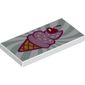 Tile 2 x 4 with Ice Cream Cone with Cherry on Sand Green Swirl Background Print