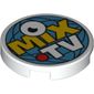 Tile Round 2 x 2 with Bottom Stud Holder with 'MIX TV' Print