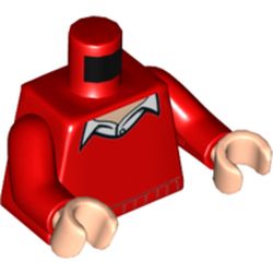 Torso Sweater V-Neck over Button Down White Shirt Print (Dick Grayson), Red Arms, Light Nougat Hands
