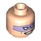 Minifig Head Riddler, Dual Sided, Lavender Eyemask, Vicious Smile / Open Mouth Snarl Print [Hollow Stud]