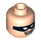 Minifig Head Robin, Dual Sided, Black Eyemask, Chin Dimple, Smile / Scared Print [Hollow Stud]