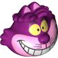 Minifig Head Special with 2 Ears on Top, Yellow Eyes, and Cheshire Cat Grin in Bright Light Pink Muzzle Print