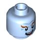Minifig Head Mr Freeze, Dark Orange Eyebrows, Blue Wrinkles and Crows Feet, Open Mouth Smile with Teeth and Tongue Print