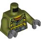 Torso Jumpsuit, Grey Belt with Buckle, Yellow Straps/Harness Print, Olive Green Arms, Dark Bluish Gray Hands