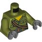 Torso Shirt, Pocket, Belt, Robe Around Chest Print, Olive Green Arms, Dark Bluish Gray Hands