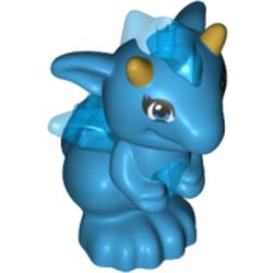 Creature, Dragon, Baby with Trans-Dark Blue Belly, Spines and Wings and Gold Horns Print