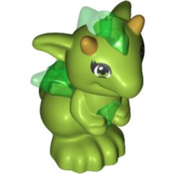 Creature, Dragon, Baby with Trans-Green Belly, Spines and Wings and Gold Horns Print