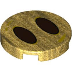 Tile Round 2 x 2 with Bottom Stud Holder with Dark Brown Ovals Print