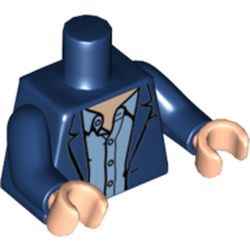 Torso Open Suit Jacket with Medium Blue Shirt Open Collar Print (Joachim Löw), Dark Blue Arms, Light Nougat Hands