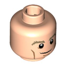 Minifig Head Manuel Neuer, Dark Tan Eyebrows, White Pupils, Cheek Lines, Smile Print [Hollow Stud]