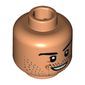 Minifig Head Mats Hummels, Eyebrows, Stubble, Goatee, White Pupils, Smile Print [Hollow Stud]