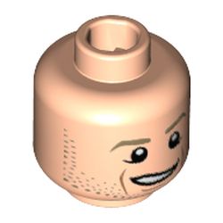 Minifig Head Marco Reus, Dark Tan Eyebrows, Stubble, Chin Dimple, Cheek Lines, Open Smile Print [Hollow Stud]