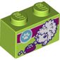 Brick 1 x 2 with Vet Paw Print Logo and Hedgehog with Food Bowl print