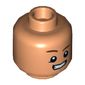 Minifig Head Rowan, Reddish Brown Eyebrows, Raised Eyebrow Straight Smile, Teeth, Clenched Print [Hollow Stud]