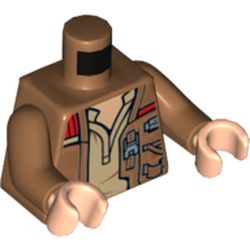 Torso Jacket Open over Tan Shirt Print, Medium Nougat Arms, Light Nougat Hands