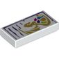 Tile 1 x 2 with Gold Dragon Holding 5 Colored Eggs, and Dark Purple Text Lines print