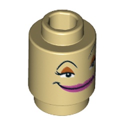 Brick Round 1 x 1 Open Stud with Face with Pink Lips Print (Fifi)