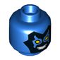 Minifig Head Blue Beetle, Black Mask with Yellow Eyes and White Teeth Print [Hollow Stud]