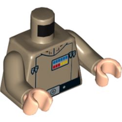 Torso Shirt and Blue, Red, and Yellow Insignia Badge Print (Grand Moff Tarkin), Dark Tan Arms, Light Nougat Hands