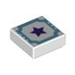 Tile 1 x 1 with Medium Azure Outline and Dark Purple Star Print
