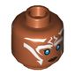 Minifig Head Ahsoka Tano, Blue Eyes and White Lines Neutral / Angry Print