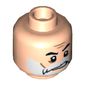 Minifig Head Captain Rex, Beard White, Moustache, Eyebrows, Cheek Lines, Sneer Print [Hollow Stud]