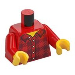 Torso Flannel Shirt with Buttons Print, Red Arms, Yellow Hands