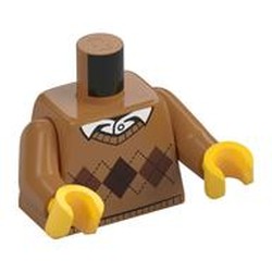 Torso Argyle Sweater with White Shirt Collar Print, Medium Nougat Arms, Yellow Hands