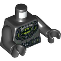Torso Batman Logo in Lime Oval with Body Armor and Silver Belt Print, Black Arms and Hands
