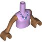 Minidoll Torso Girl with Medium Lavender Top, Medium Azure and White Bead Necklace Print, Medium Nougat Arms with Hands