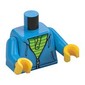 Torso Hoodie with Zipper over Lime and Green Striped Shirt Print, Dark Azure Arms, Yellow Hands