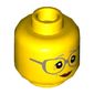 Minifig Head Mystake / Grandmother, Dark Tan Large Glasses, Gray Eyebrows, Peach Lips, Crows Feet (Old Woman) [Recessed Stud]