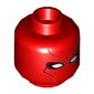 Minifig Head Red Hood, Mask with Dark Red Contour Lines and White Eyes Print [Hollow Stud]