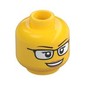 Minifig Head, Eyebrows, Glasses with Thick Edge, Peach Lips Print