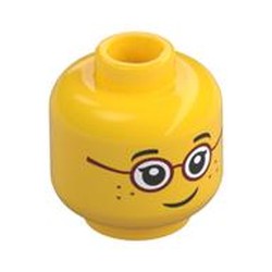 Minifig Head Dark Red Glasses, Freckles [Recessed Stud]