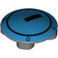 Plate Round 2 x 2 with Rounded Bottom with Dark Azure Background and Black Circle and Rectangle Print