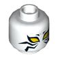 Minifig Head White Tiger, Large Yellow Eyes, Black Tiger Stripes Print [Hollow Stud]