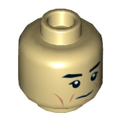 Minifig Head Commander Sato, Dual Sided, Eyebrows, Cheeklines, Neutral, Raised Eyebrow Scowl, Teeth Print [Hollow Stud]