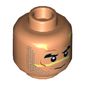 Minifig Head Quinlan Vos, Beard Stubble, Black Thick Eyebrows, Neutral / Bared Teeth Angry Print