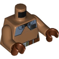 Torso Jacket, Dark Bluish Gray Shoulder Plates, Reddish Brown Belt Print, Medium Nougat Arms, Reddish Brown Hands