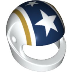 LEGO PART 2446pr0013 Helmet, Standard with Gold and Dark Blue Stripes with  Large Stars Print