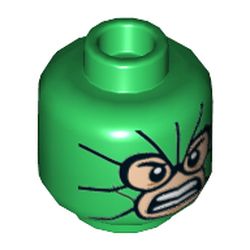 Minifig Head Scorpion, Balaclava, Light Nougat Face, Clenched Teeth, Scales Print [Hollow Stud]