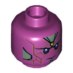 Minifig Head Vision, Dark Purple Eyes, Yellow Spot on Forehead, Sand Green Panels Print