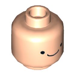 Minifig Head Adventure Time Finn, Dual Sided, Small Eyes, Smile / Open Mouth Smile with Tongue and 3 Teeth Print [Hollow Stud]