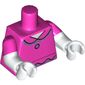 Torso, Dual Molded Arms, Shirt with Collar, Lavender Ruffles and Button Print, Dark Pink Sleeves Pattern, White Arms and Hands
