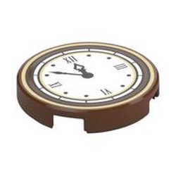 Tile Round 2 x 2 with Bottom Stud Holder with Roman Numerals Clock Print
