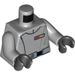 Torso Jacket with Black Belt and Rank Badge Print (Imperial Officer), Light Bluish Gray Arms, Black Hands