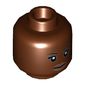 Minifig Head Patty Tolan, Dual Sided, Eyebrows, Dark Tan Lips, Dimples, Neutral / Bared Teeth Print [Hollow Stud]