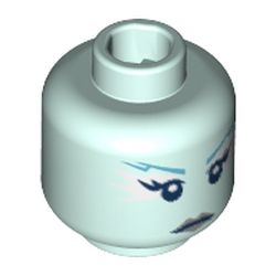 Minifig Head Ice Queen, Female, Jagged Dark Azure Eyebrows, White at Sides of Eyes, Silver Lips Print